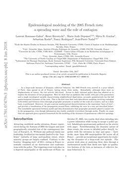 Epidemiological Modeling of the 2005 French Riots: a Spreading Wave and the Role of Contagion