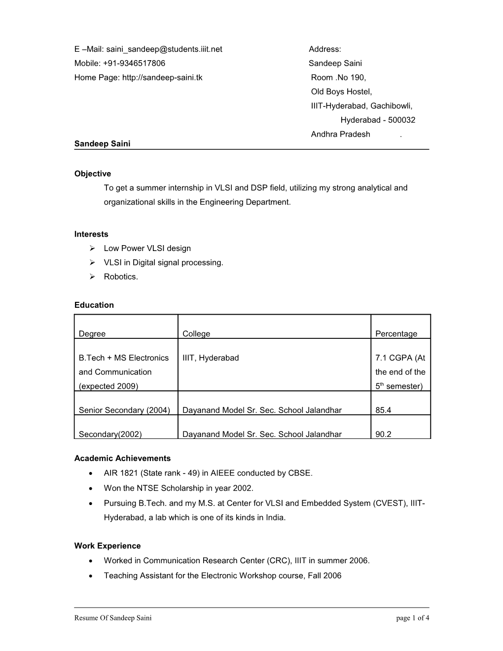 Sandeep Saini Resume