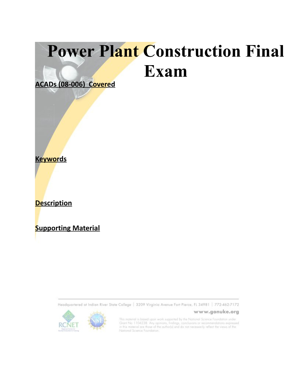 Power Plant Construction & QA/QC QA 212