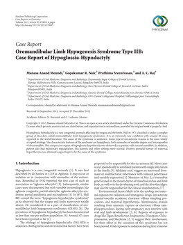 Oromandibular Limb Hypogenesis Syndrome Type IIB: Case Report of Hypoglossia-Hypodactyly