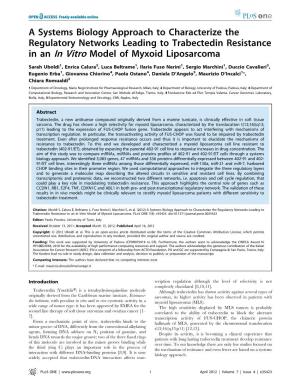 A Systems Biology Approach to Characterize the Regulatory Networks Leading to Trabectedin Resistance in an in Vitro Model of Myxoid Liposarcoma
