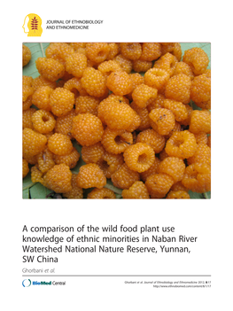 A Comparison of the Wild Food Plant Use Knowledge of Ethnic Minorities in Naban River Watershed National Nature Reserve, Yunnan, SW China Ghorbani Et Al