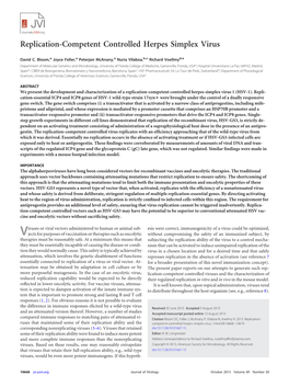 Replication-Competent Controlled Herpes Simplex Virus