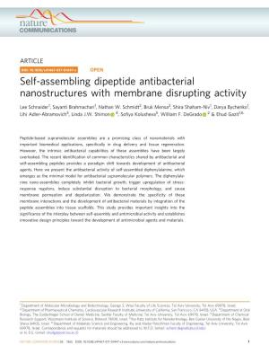 Self-Assembling Dipeptide Antibacterial Nanostructures with Membrane Disrupting Activity