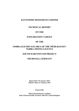 Nohra-Elende Exploration Target Report