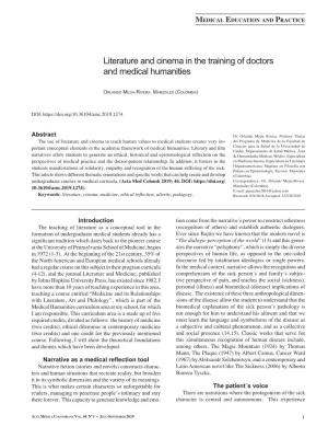 Literature and Cinema in the Training of Doctors and Medical Humanities
