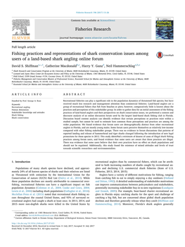 Fishing Practices and Representations of Shark Conservation Issues Among MARK Users of a Land-Based Shark Angling Online Forum ⁎ David S