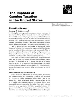 The Impacts of Gaming Taxation in the United States
