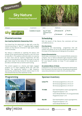 Sky Nature Channel Partnership Proposal