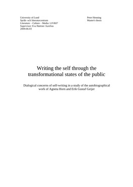 Writing the Self Through the Transformational States of the Public