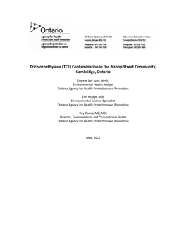 TCE Contamination in the Bishop Street Community, Cambridge