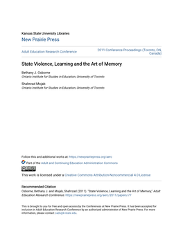 State Violence, Learning and the Art of Memory