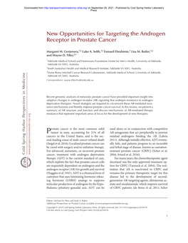New Opportunities for Targeting the Androgen Receptor in Prostate Cancer