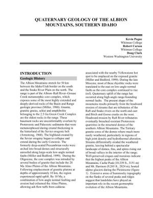 Quaternary Geology of the Albion Mountains, Southern Idaho