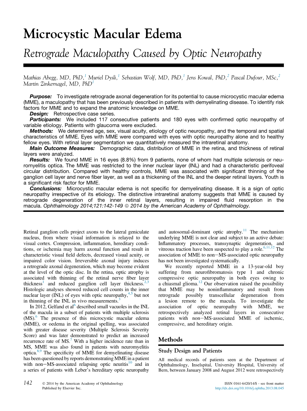 Microcystic Macular Edema Retrograde Maculopathy Caused by Optic Neuropathy