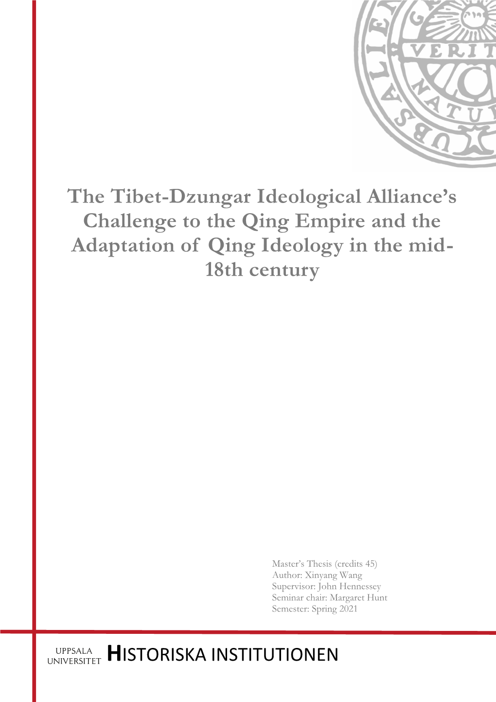 The Tibet-Dzungar Ideological Alliance's Challenge to the Qing