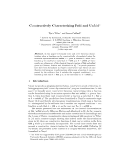 Constructively Characterizing Fold and Unfold*