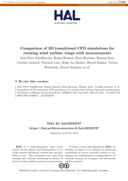 Comparison of 3D Transitional CFD Simulations for Rotating Wind Turbine