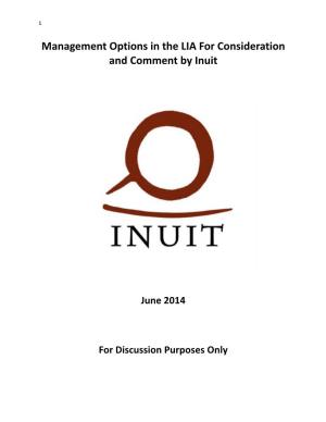 Management Options in the LIA for Consideration and Comment by Inuit