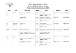 Cork Mountaineering Club Cumann Sléibhteoireachta Chorcaí Programme: Summer/ Autumn 2019