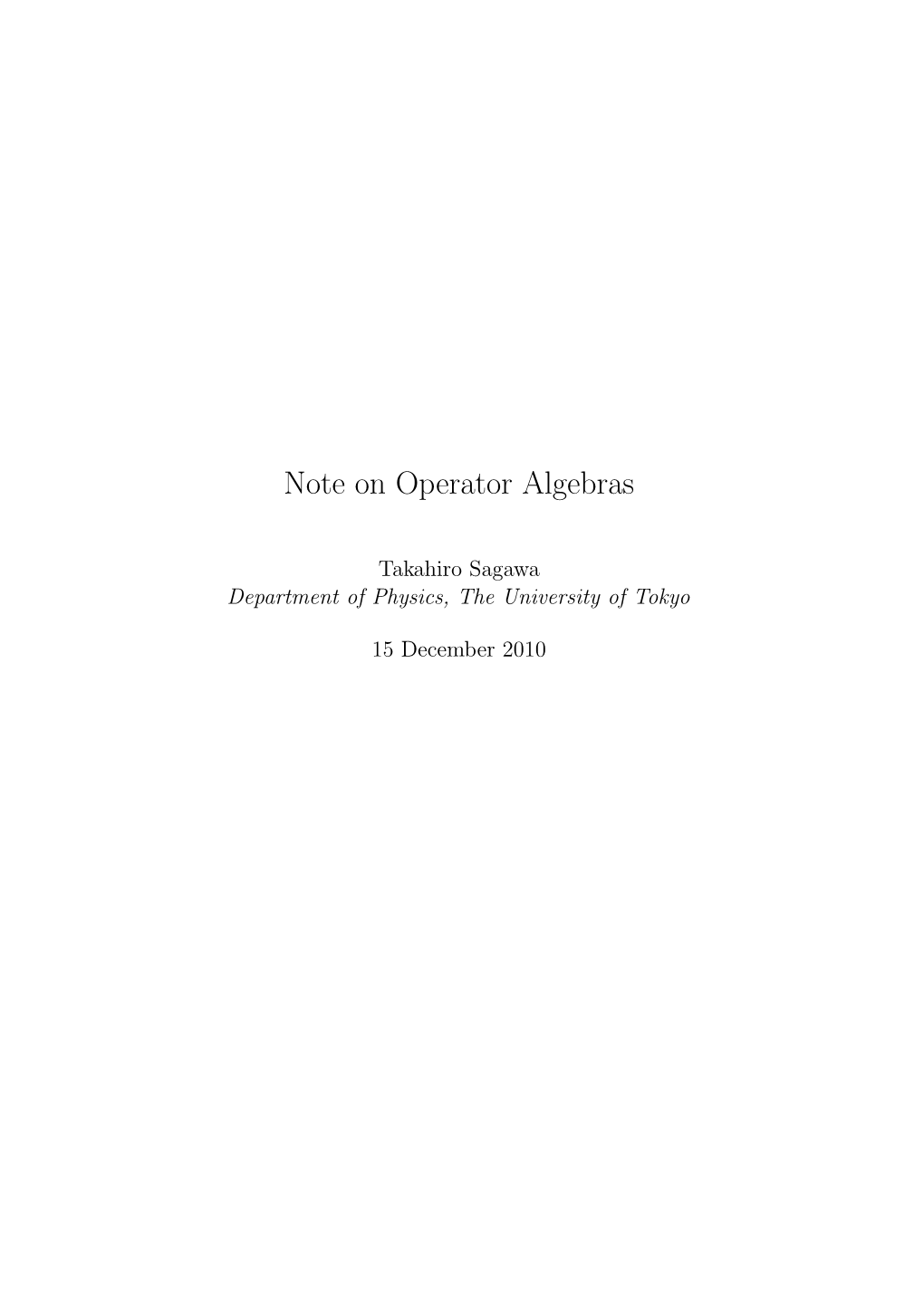 Note on Operator Algebras