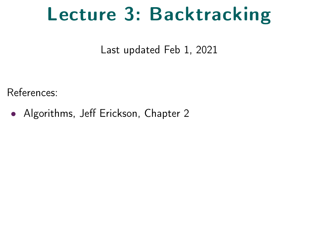 Lecture 3: Backtracking