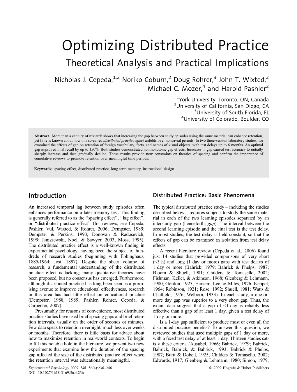 Distributed Practice Theoretical Analysis and Practical Implications