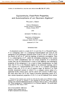 Equicontinuity, Fixed-Point Properties, and Automorphisms of Von Neumann Algebras*