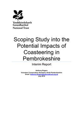 Scoping Study Into the Potential Impacts of Coasteering in Pembrokeshire Interim Report