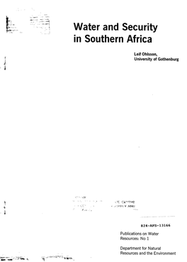 Water and Security in Southern Africa