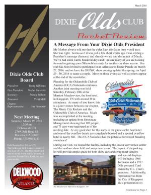 Dixie Olds Club 2016 Membership Application