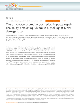 The Anaphase Promoting Complex Impacts Repair Choice by Protecting Ubiquitin Signalling at DNA Damage Sites