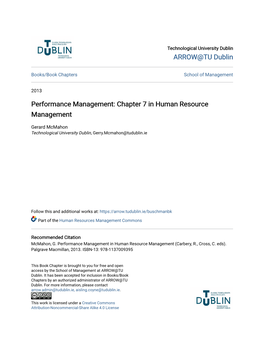 Performance Management: Chapter 7 in Human Resource Management