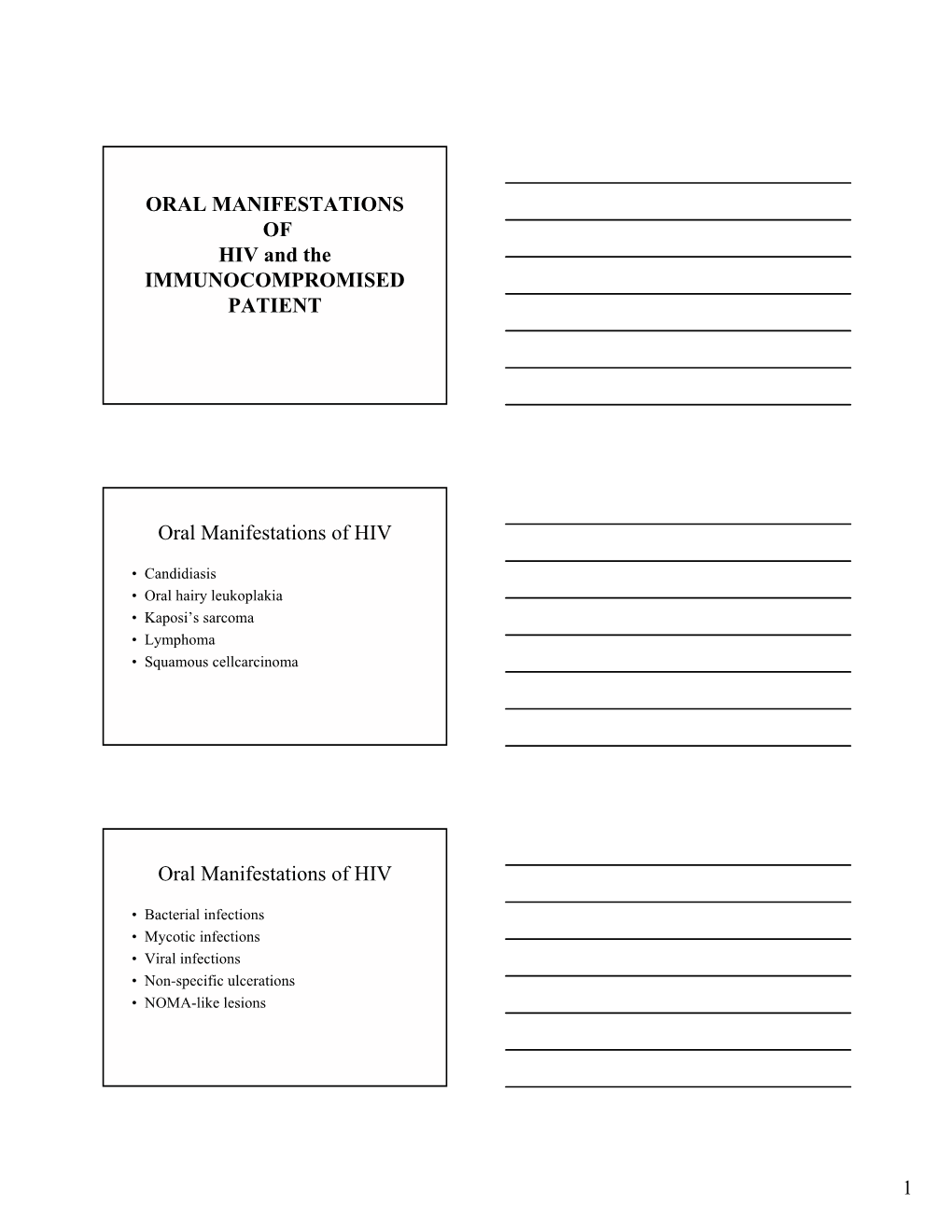 ORAL MANIFESTATIONS of HIV and the IMMUNOCOMPROMISED PATIENT