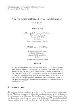 On the Work Performed by a Transformation Semigroup