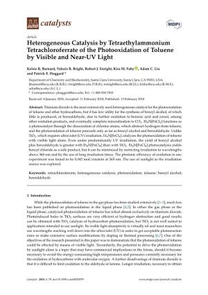 Heterogeneous Catalysis by Tetraethylammonium Tetrachloroferrate of the Photooxidation of Toluene by Visible and Near-UV Light