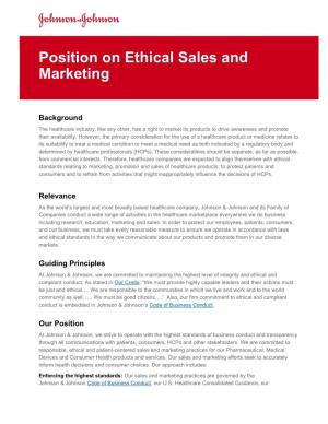 Position on Ethical Sales and Marketing