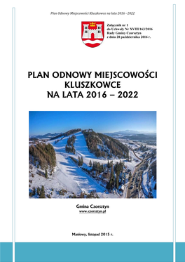 Plan Odnowy Miejscowości Kluszkowce Na Lata 2016 - 2022
