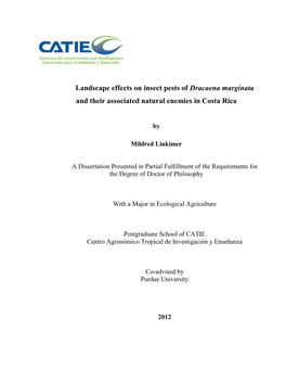 Landscape Effects on Insect Pests of Dracaena Marginata and Their Associated Natural Enemies in Costa Rica