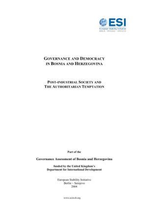 Governance and Democracy in Bosnia and Herzegovina