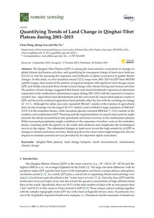 Quantifying Trends of Land Change in Qinghai-Tibet Plateau During 2001–2015