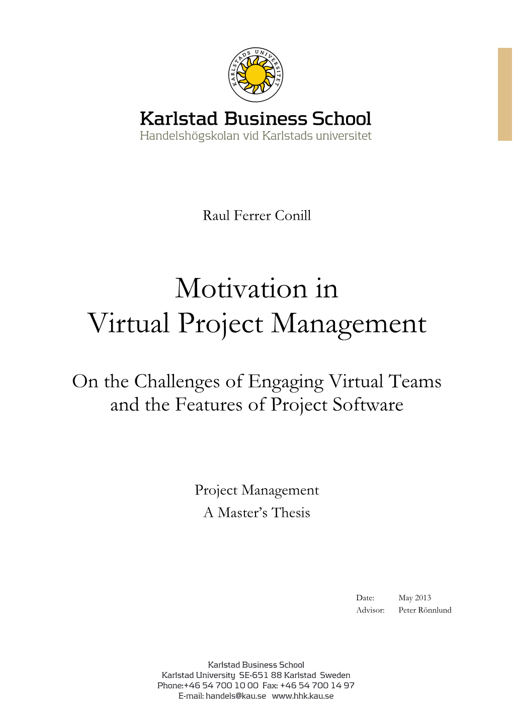 Motivation in Virtual Project Management