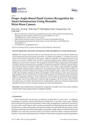 Finger Angle-Based Hand Gesture Recognition for Smart Infrastructure Using Wearable Wrist-Worn Camera