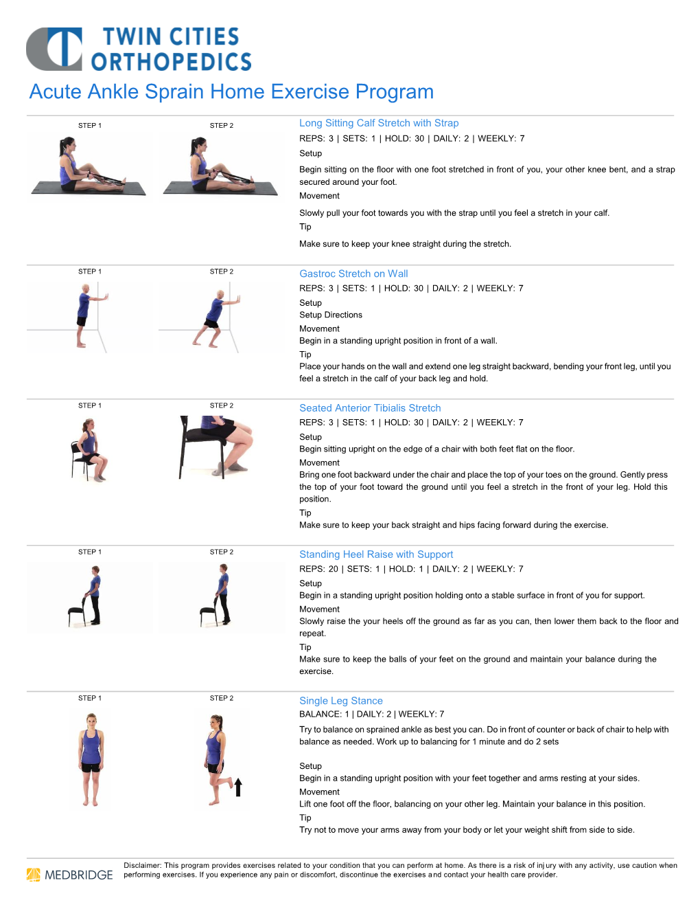 Acute Ankle Sprain Home Exercise Program Docslib 3814