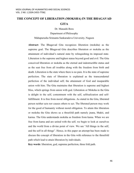 THE CONCEPT of LIBERATION (MOKSHA) in the BHAGAVAD GITA Dr