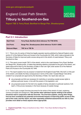 England Coast Path Stretch: Tilbury to Southend-On-Sea Report TSE 5: Ferry Road, Benfleet to Barge Pier, Shoeburyness