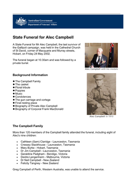 State Funeral for Alec Campbell
