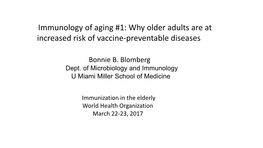 B Cells, Ig, Aging and Inflammation Bonnie B. Blomberg