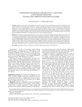 Epidendrum Aromoense (Orchidaceae, Laeliinae), a New Species from the Coastal Dry Forests in Western Ecuador