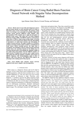 Diagnosis of Brain Cancer Using Radial Basis Function Neural Network with Singular Value Decomposition Method